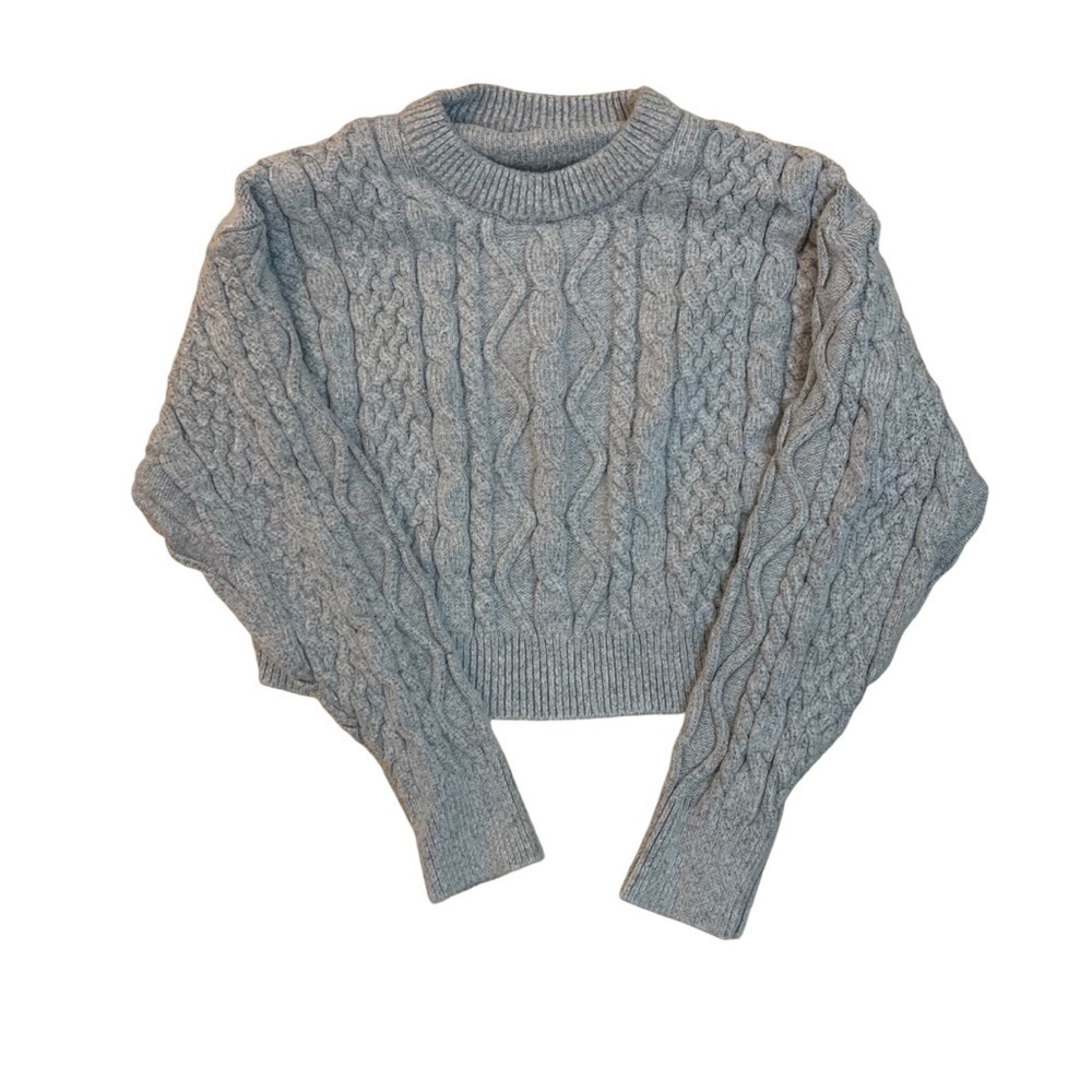 Garage S Cable Knit Cropped Sweater In‎ Grey